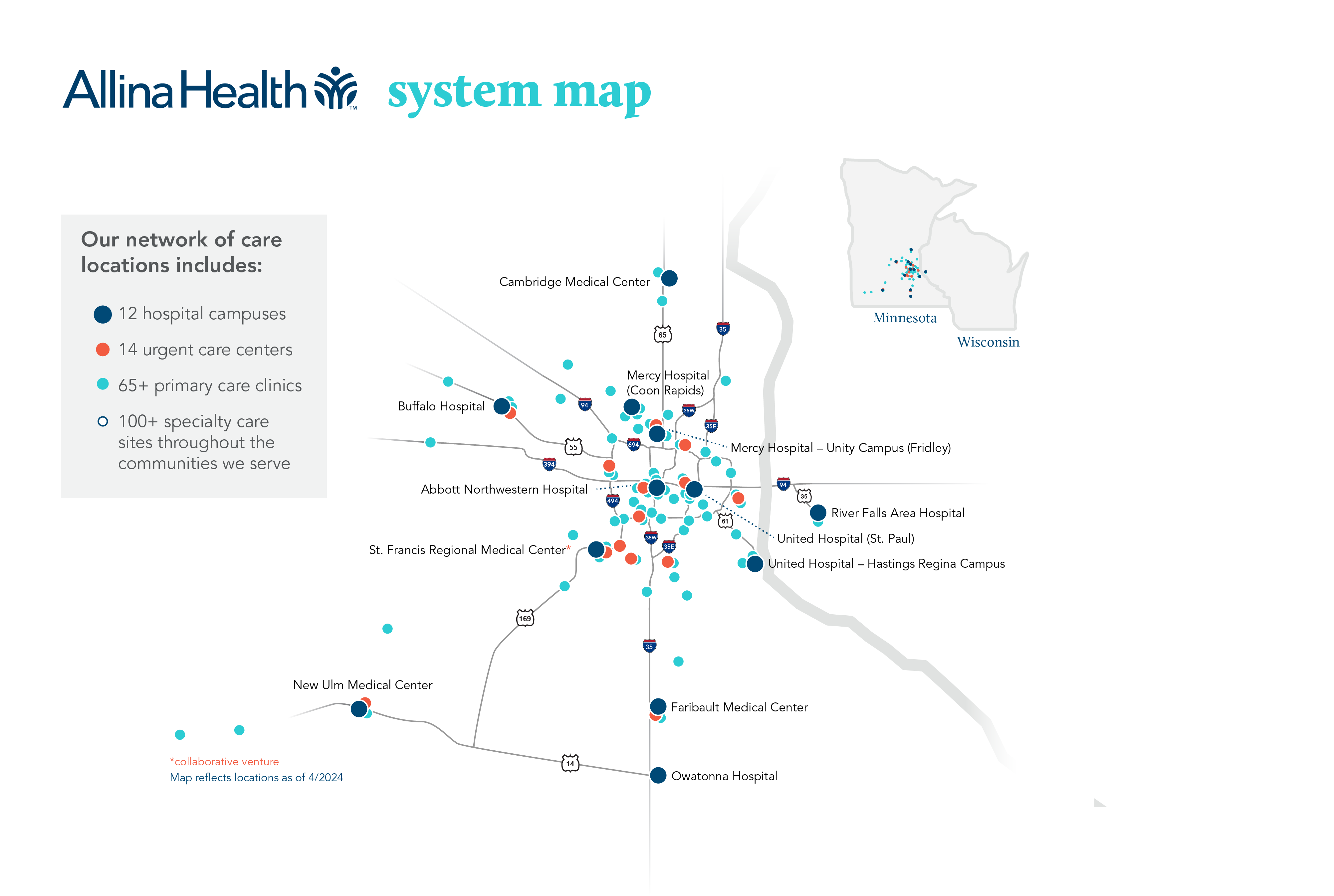 allina health system map