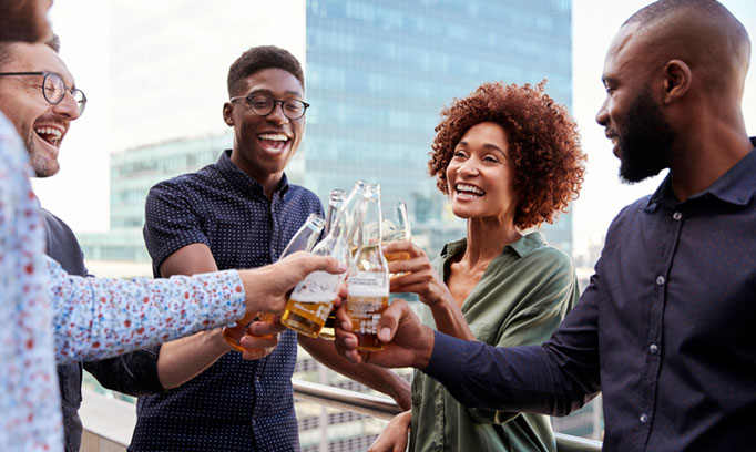young people drinking beer