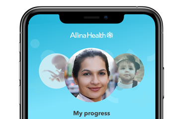 top of phone showing the pregnancy app by Allina
