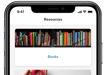 Library of cancer resources as shown in mobile app