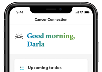 cancer connections welcome screen on phone