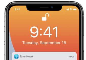 a heart app reminder popping up on a phone screen